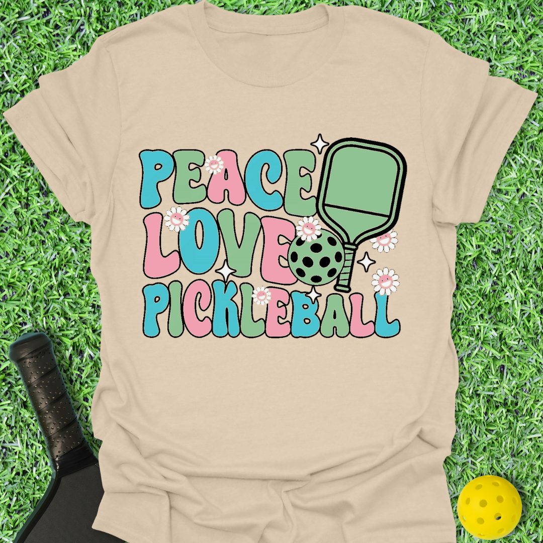 Peace Love Pickleball Groovy T-Shirt