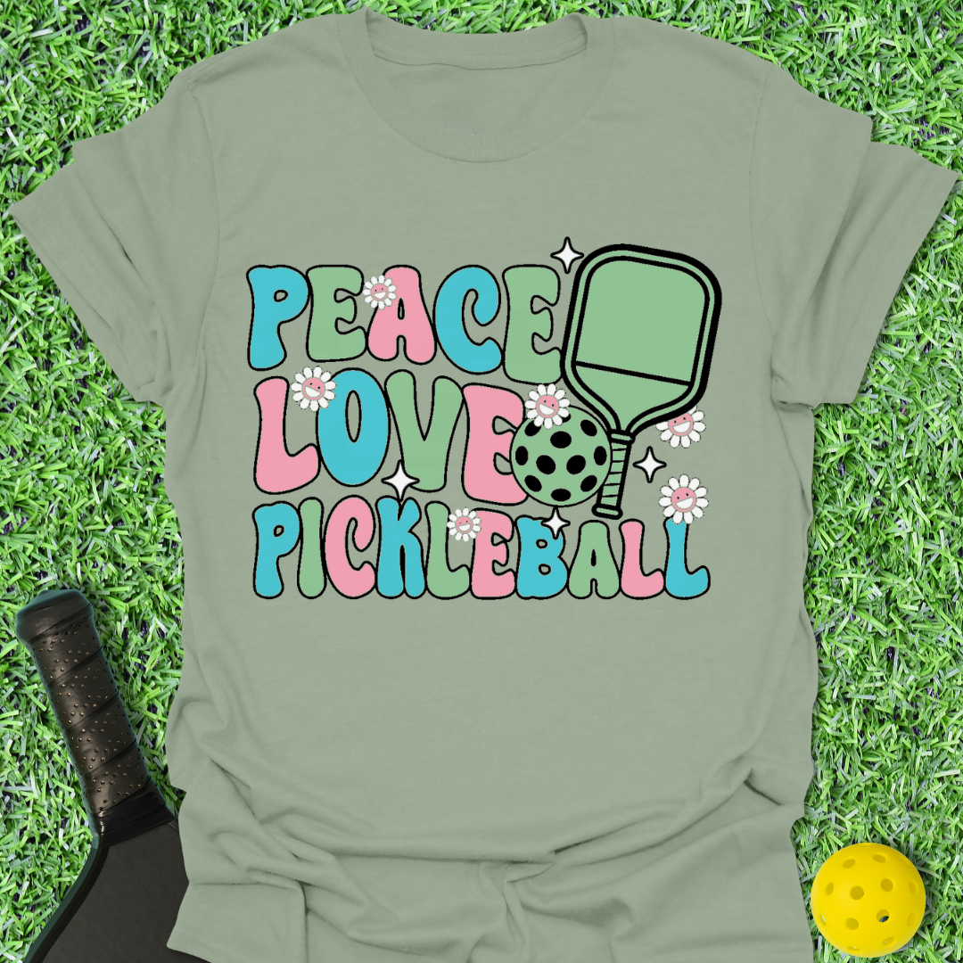 Peace Love Pickleball Groovy T-Shirt